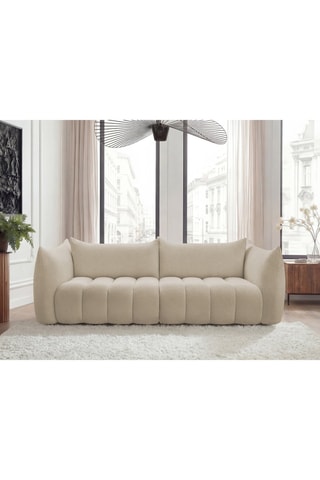 Canapé Azra - Beige - 4 places - En tissu bouclette 