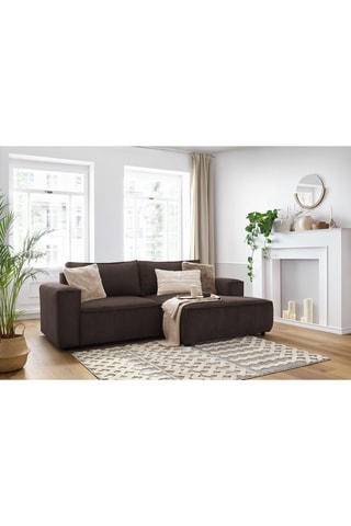 Canapé d'angle droit Nihad - Marron foncé - 2 places - En tissu velours