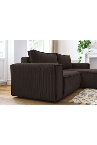 Canapé d'angle droit Nihad - Marron foncé - 2 places - En tissu velours