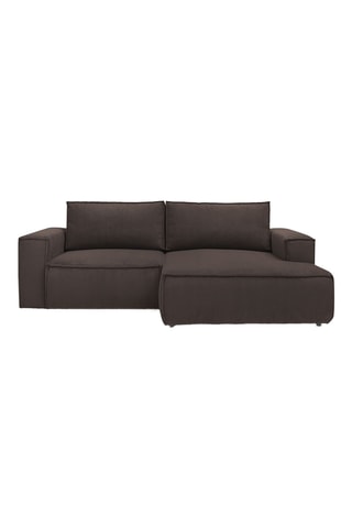 Canapé d'angle droit Nihad - Marron foncé - 2 places - En tissu velours