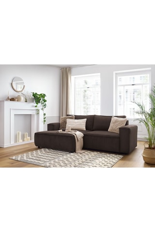 Canapé d'angle gauche Nihad - Marron foncé - 2 places - En tissu velours