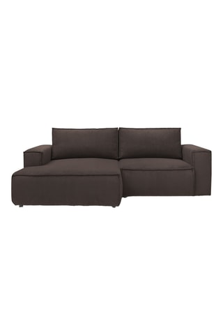 Canapé d'angle gauche Nihad - Marron foncé - 2 places - En tissu velours