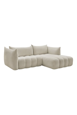 Canapé d'angle droit Azra - Beige - 4 places - En tissu bouclette