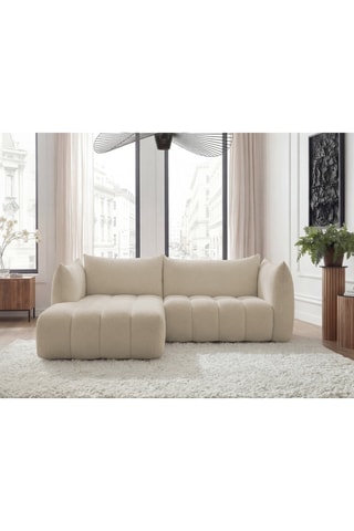 Canapé d'angle gauche Azra - Beige - 4 places - En tissu bouclette
