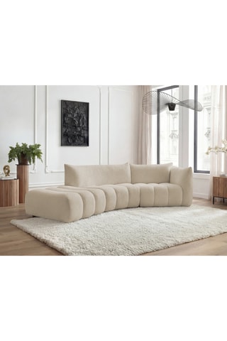 Canapé d'angle droit Azra - Beige - 4 places - En tissu bouclette 