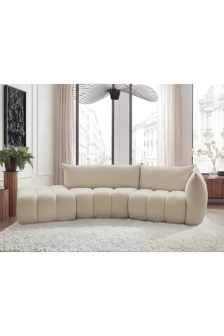 Canapé d'angle droit Azra - Beige - 4 places - En tissu bouclette 
