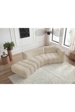 Canapé d'angle droit Azra - Beige - 4 places - En tissu bouclette 