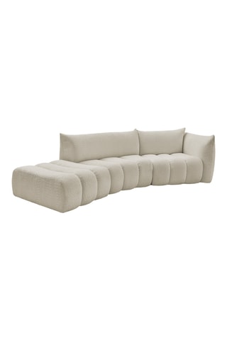 Canapé d'angle droit Azra - Beige - 4 places - En tissu bouclette 