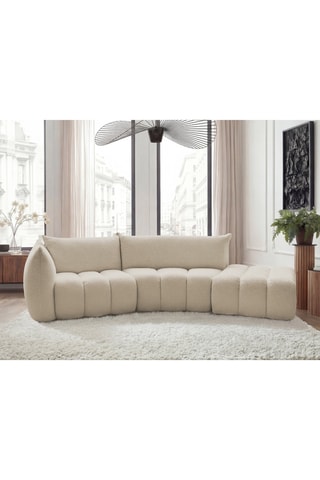Canapé d'angle gauche Azra - Beige - 4 places - En tissu bouclette 