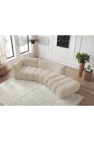 Canapé d'angle gauche Azra - Beige - 4 places - En tissu bouclette 
