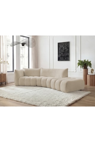 Canapé d'angle gauche Azra - Beige - 4 places - En tissu bouclette 
