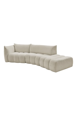 Canapé d'angle gauche Azra - Beige - 4 places - En tissu bouclette 