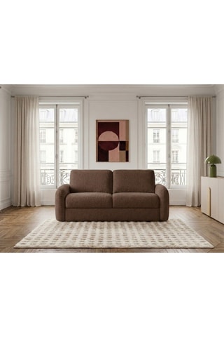 Canapé convertible Kenan - Marron - 2 places - En tissu bouclette