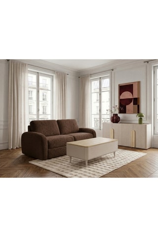 Canapé convertible Kenan - Marron - 2 places - En tissu bouclette