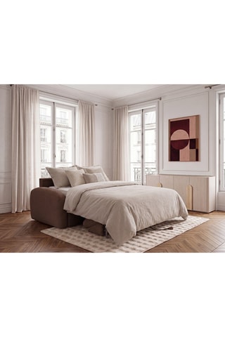 Canapé convertible Kenan - Marron - 2 places - En tissu bouclette