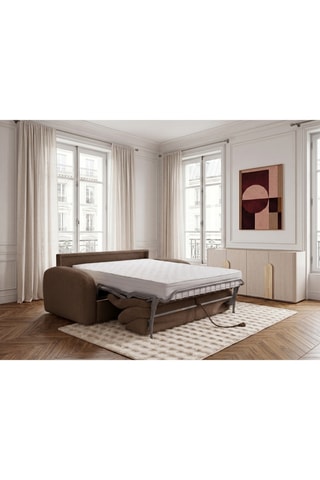 Canapé convertible Kenan - Marron - 2 places - En tissu bouclette