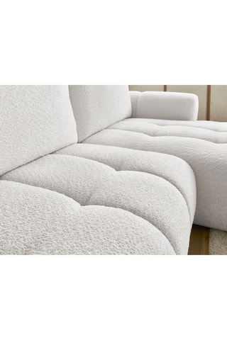 Canapé d'angle droit convertible Fuji - Blanc cassé - 3 places - En tissu bouclette