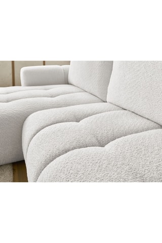 Canapé d'angle gauche convertible Fuji - Blanc cassé - 3 places - En tissu bouclette