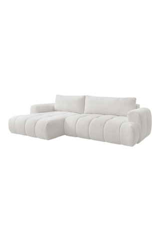 Canapé d'angle gauche convertible Fuji - Blanc cassé - 3 places - En tissu bouclette