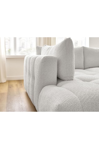 Canapé d'angle gauche convertible Fuji - Blanc cassé - 3 places - En tissu bouclette