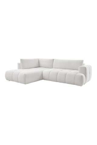 Canapé d'angle gauche convertible Fuji - Blanc cassé - 3 places - En tissu bouclette