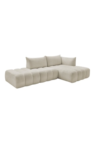 Canapé d'angle droit Azra - Beige - 4 places - En tissu bouclette