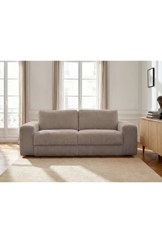 Canapé convertible Ibiza - Taupe - 2 places - En tissu velours