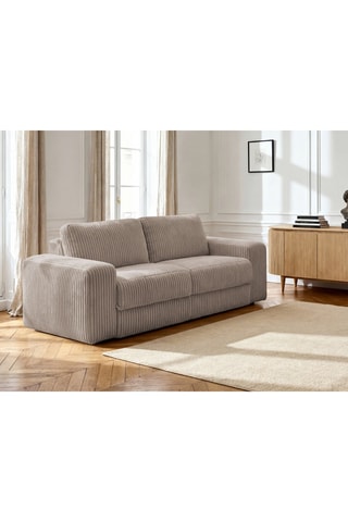Canapé convertible Ibiza - Taupe - 2 places - En tissu velours