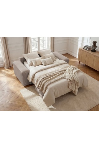 Canapé convertible Ibiza - Taupe - 2 places - En tissu velours