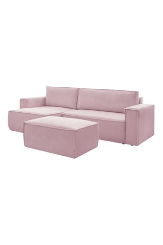 Canapé d'angle et pouf Nihad - Lilas - 2 places - Tissu velours