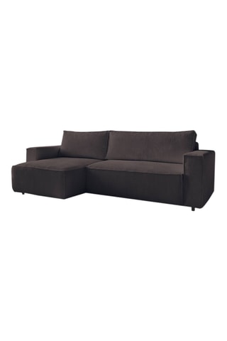 Canapé d'angle et pouf Nihad - Marron foncé - 3 places