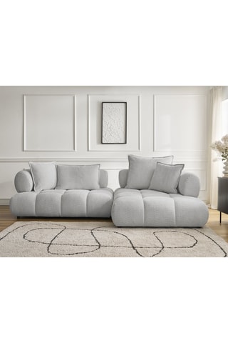 Canapé d'angle droit Alya - Gris clair - 4 places - En tissu bouclette