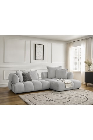 Canapé d'angle droit Alya - Gris clair - 4 places - En tissu bouclette
