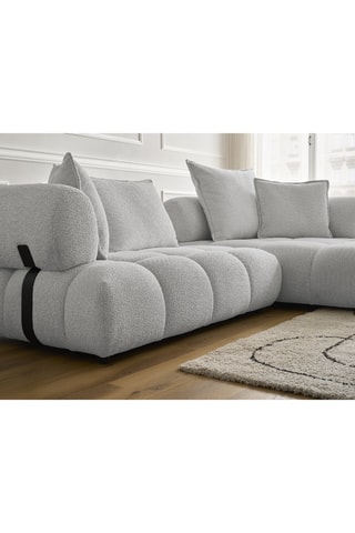 Canapé d'angle droit Alya - Gris clair - 4 places - En tissu bouclette