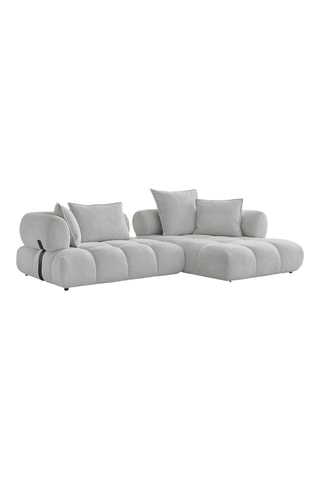Canapé d'angle droit Alya - Gris clair - 4 places - En tissu bouclette