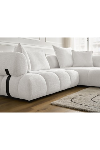 Canapé d'angle droit Alya - Blanc - 4 places - En tissu bouclette