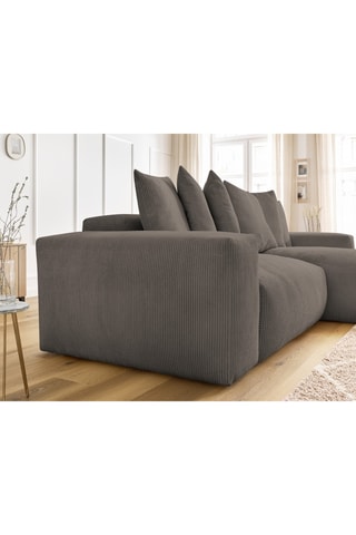 Canapé d'angle réversible Voltaire - Taupe - 2 places - En tissu velours côtelé 