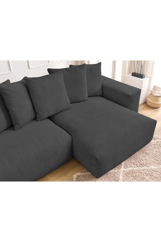 Canapé d'angle réversible Voltaire - Gris foncé - 2 places - En tissu velours côtelé 