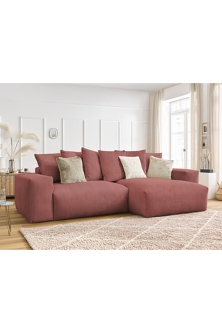 Canapé d'angle réversible Voltaire - Vieux rose - 2 places - En tissu velours côtelé 