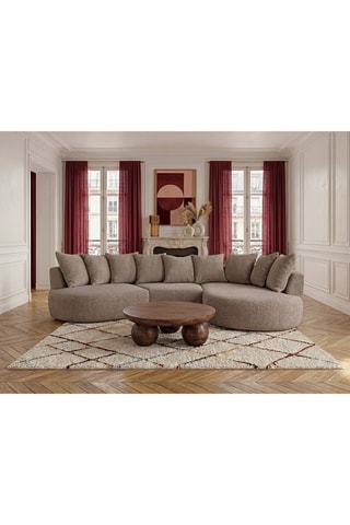 Canapé d'angle gauche Calypso - Taupe - 4 places - En tissu bouclette
