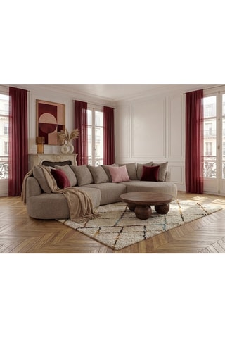 Canapé d'angle gauche Calypso - Taupe - 4 places - En tissu bouclette