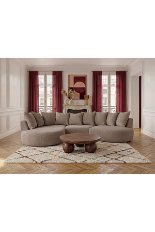 Canapé d'angle gauche Calypso - Taupe - 4 places - En tissu bouclette