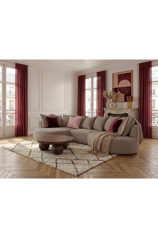 Canapé d'angle gauche Calypso - Taupe - 4 places - En tissu bouclette