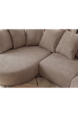 Canapé d'angle gauche Calypso - Taupe - 4 places - En tissu bouclette