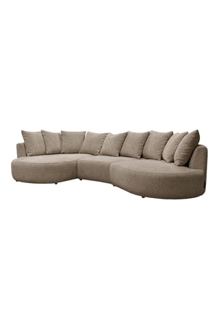 Canapé d'angle gauche Calypso - Taupe - 4 places - En tissu bouclette