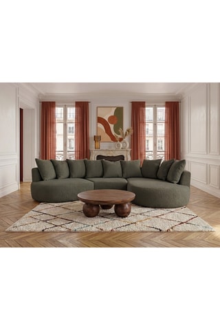 Canapé d'angle droit Calypso - Vert kaki - 4 places - En tissu bouclette