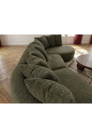 Canapé d'angle droit Calypso - Vert kaki - 4 places - En tissu bouclette