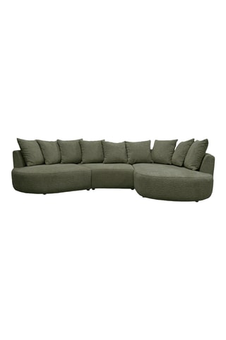 Canapé d'angle droit Calypso - Vert kaki - 4 places - En tissu bouclette