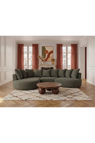 Canapé d'angle gauche Calypso - Vert kaki - 4 places - En tissu bouclette