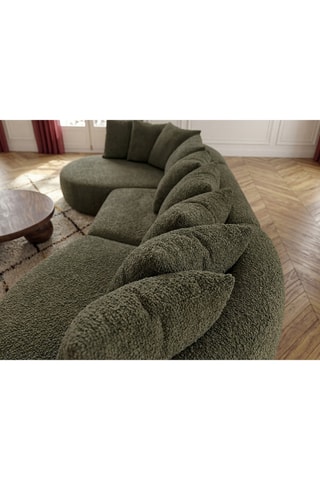Canapé d'angle gauche Calypso - Vert kaki - 4 places - En tissu bouclette
